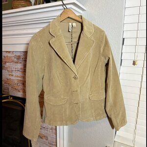 St. John’s Bay Corduroy Blazer Tan Khaki Jacket Women’s Size S Tailored Stretch